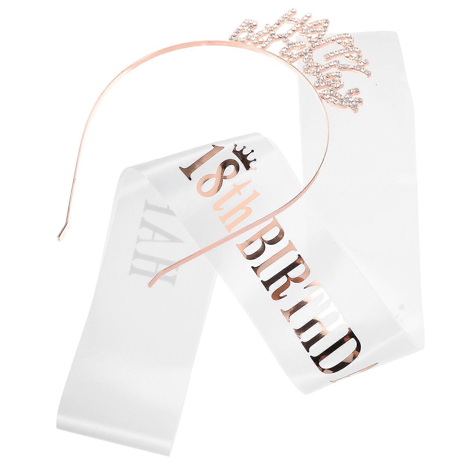 Creative Birthday Themed Sash And Headband For Girls Perfect For Special Occasions With Stunning Rose Gold Coloring In 1 Set