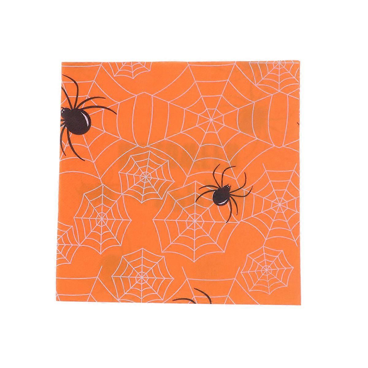 Decorative Halloween 20Pcs Napkins Perfect For Family Gatherings And Carnival Parties Utilizing Food-Safe Ink In Orange