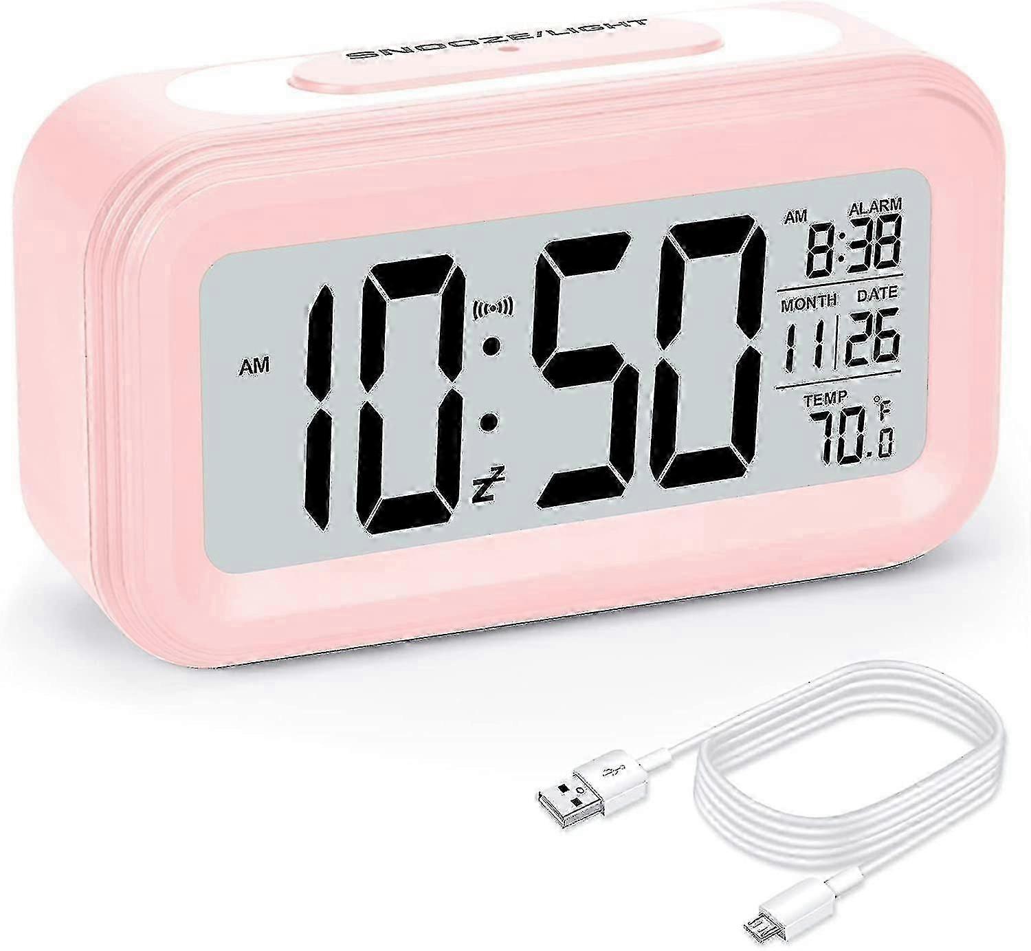 Digital Alarm Clock For Bedrooms,5.5" Lcd Alarm Clocks For Kids With Smart Light