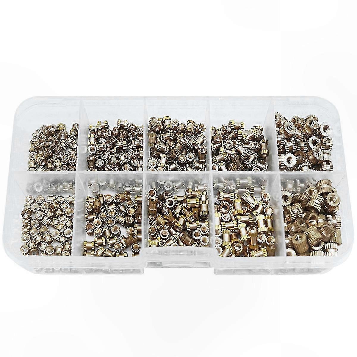 Metric Threaded Insert Nuts Assortment - 520 Pieces Knurled Brass Embedded Nuts Kit