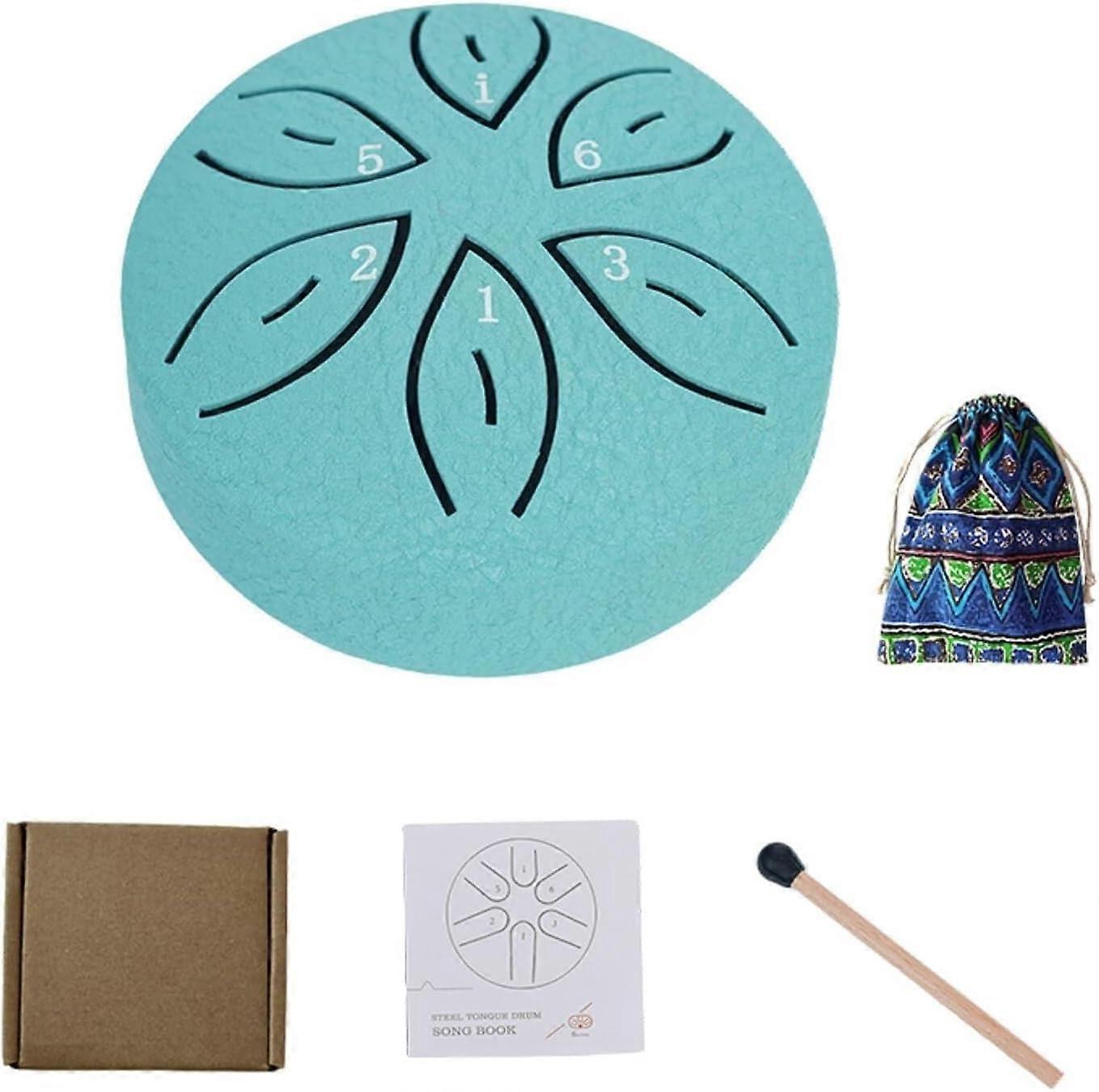 Steel Tongue Drum Rain – Outdoor Chakra Drum with 6Note Scale for Garden Harmony (Blue)