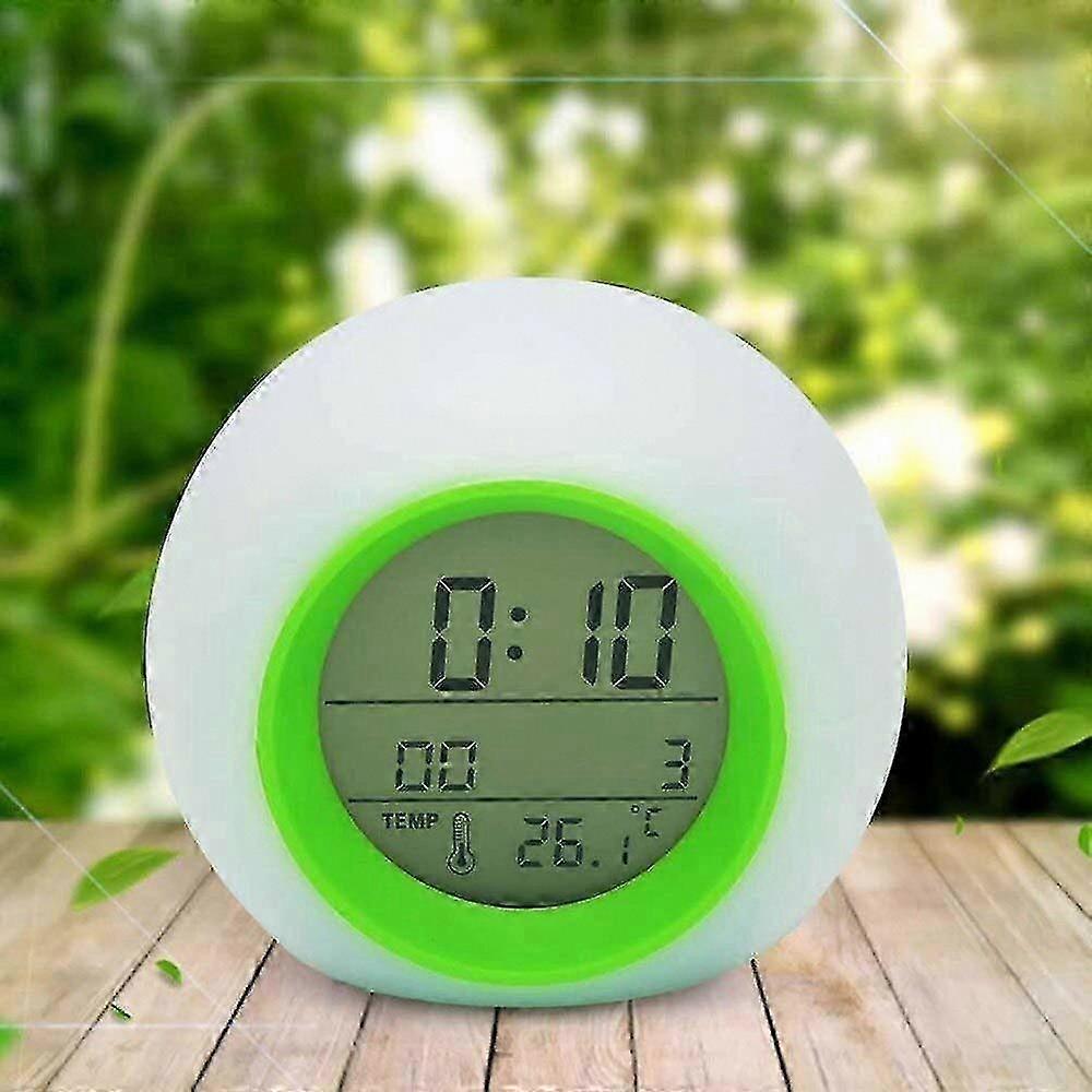 Colorful Round Alarm Clock with Night Light for Kids Bedroom Calendar Ball Design