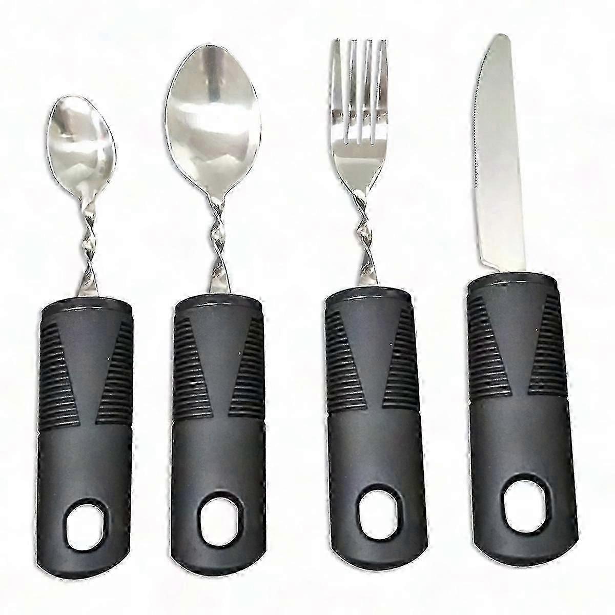 Adaptive Tableware for Elderly with 4pcs Weighted Cutlery for Disabled Adults