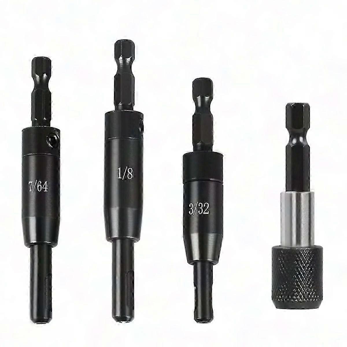 Self-Centering Drill Bit Set - 3/32", 7/64", 1/8" with Bit Holder - Center Finding Drill Bits for Precision Drilling