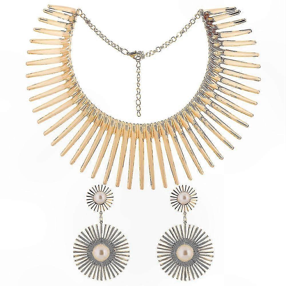 Choker and Earring Set with Sun Design