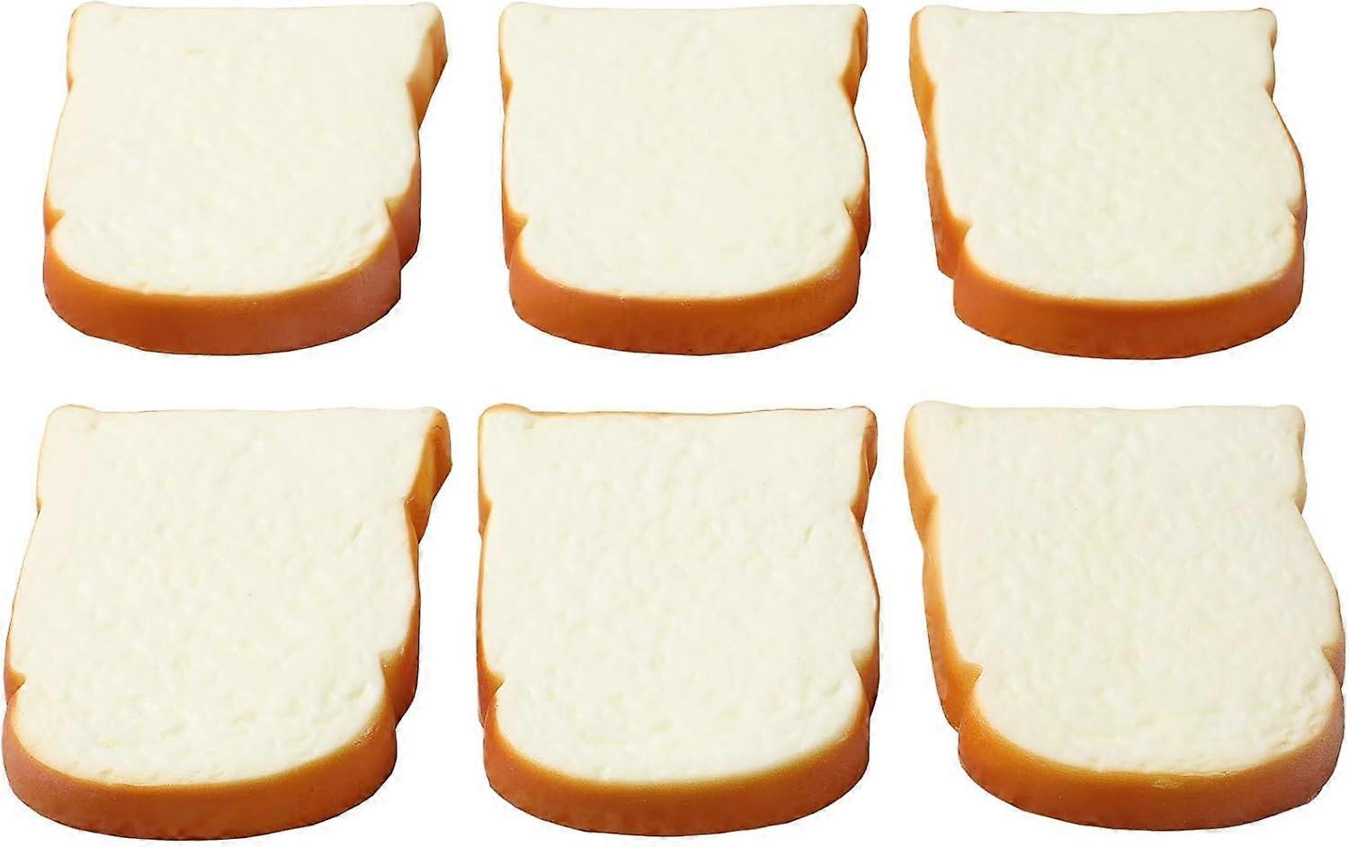 6pcs Artificial Bread Slices Set Fake White Sliced Bread Realistic Fak