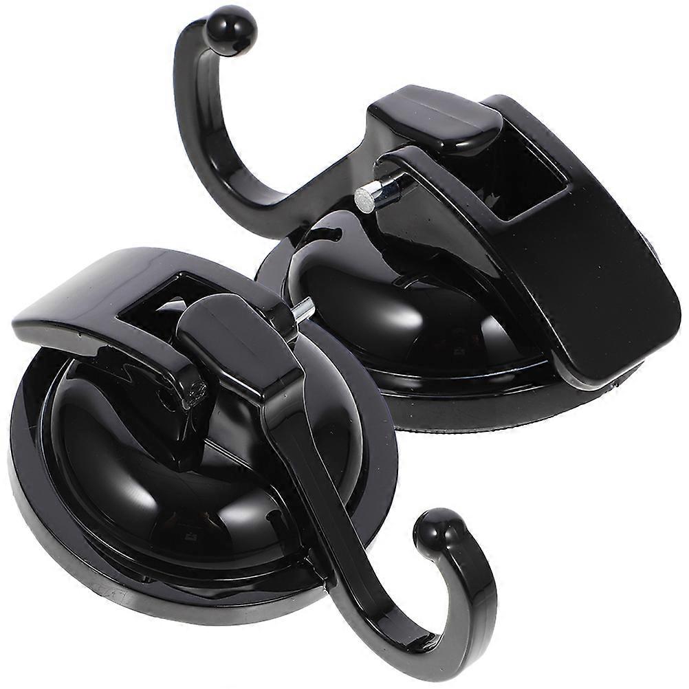 Suction Cup Hooks for Bathroom with Heavy Duty ABS Material Black Color for Smooth Surfaces 2 Pieces