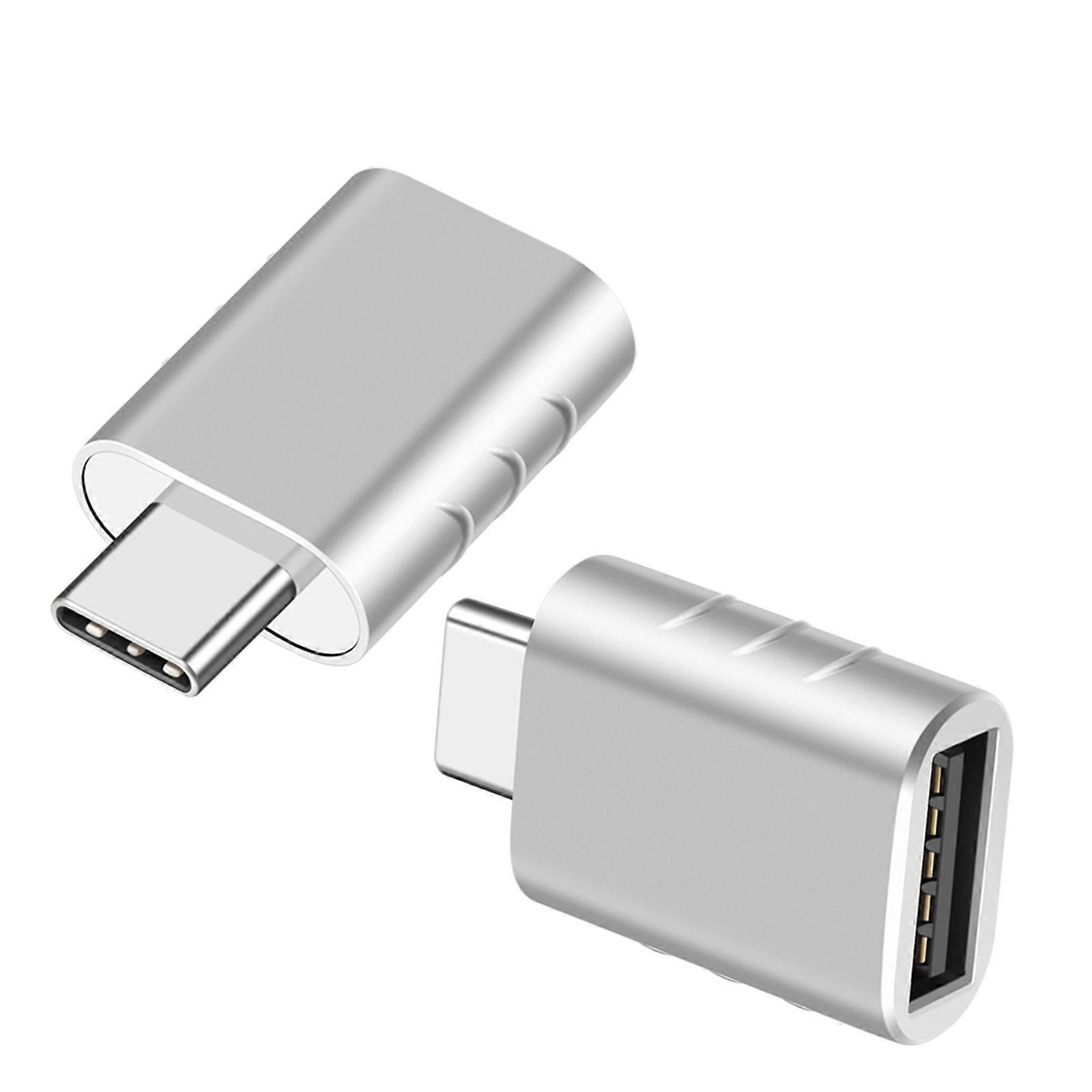 USB C To USB Adapter Fast Speed 10Gbps Speed OTG Function For Travel Office Home Use 2 Pack  Silver