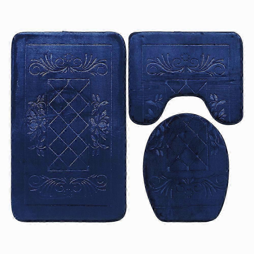 Soft Microfiber Flannel Bathroom Rugs Sets 3 Piece,Non-Slip Rugs wi...