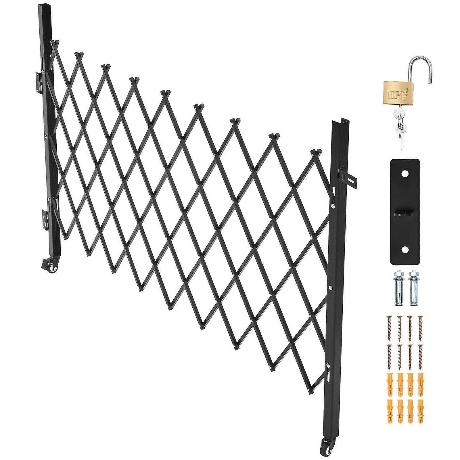 Single Folding Security Gate, Lockable Scissor Gate, for Entry Security, Garage, Warehouse & Pool, 1900 x 1310 mm (W x H)
