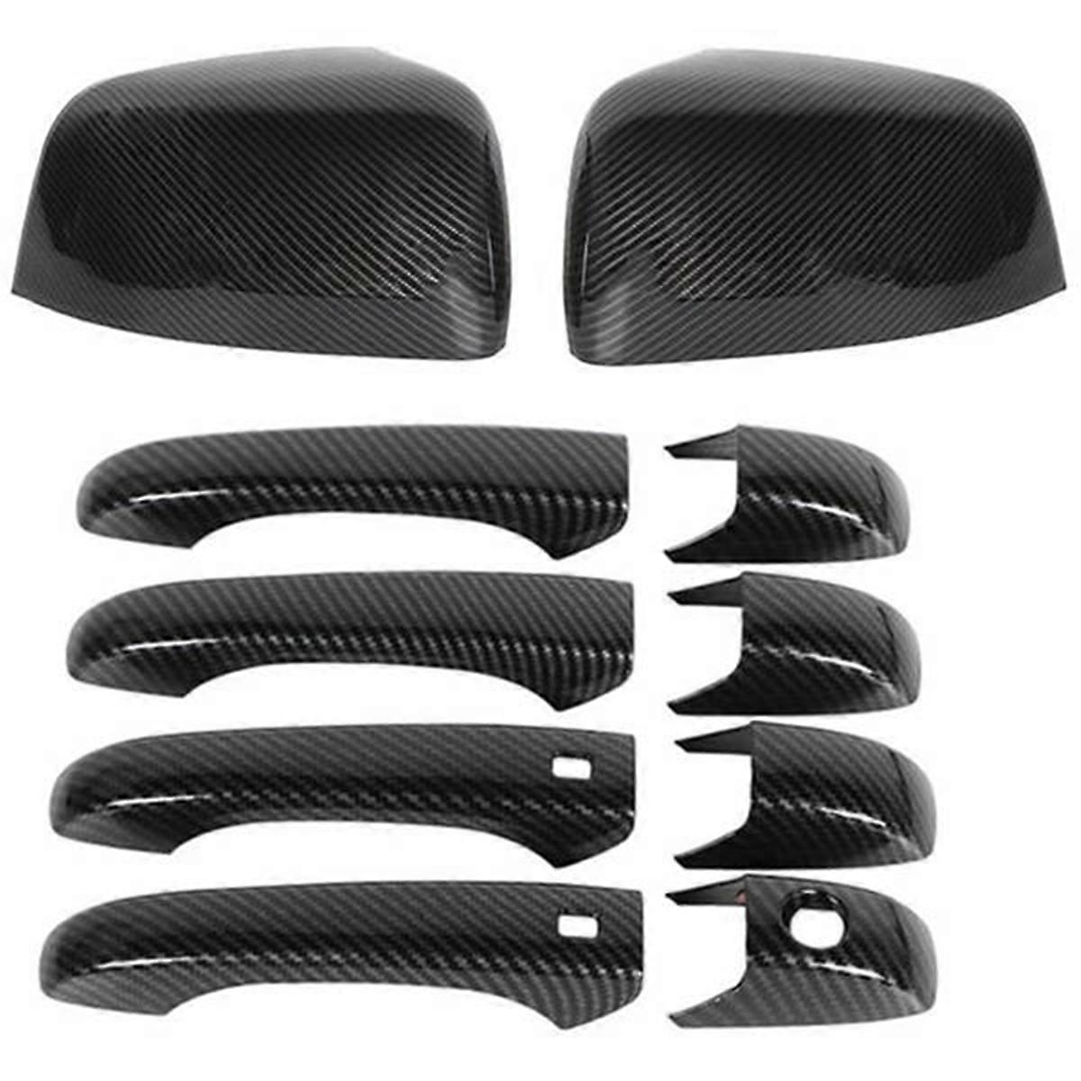 Side Rear View Mirror Cover Trim + Door Handle Cover Trim for