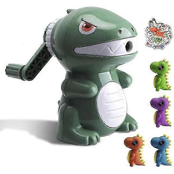 Dinosaur Pencil Sharpener for Kids with Eraser, Manual Sharpener for Colored Pencils