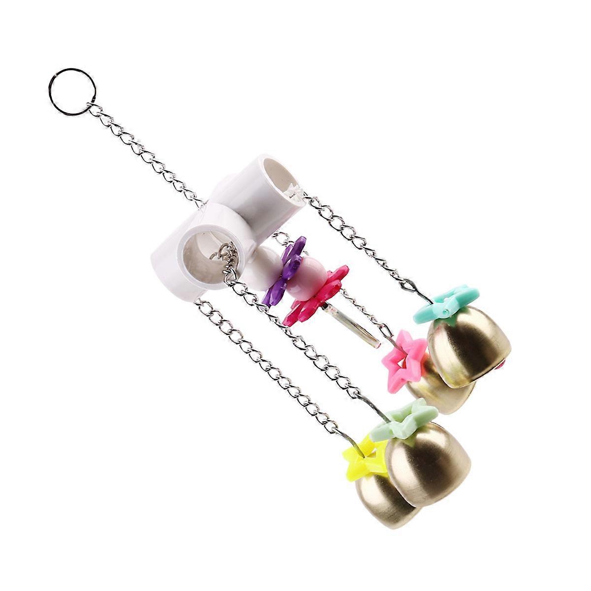 Golden Parrot Toy Bell Chime Pendant Cage Decoration for Small and Medium Birds Made of Safe PP and Metal