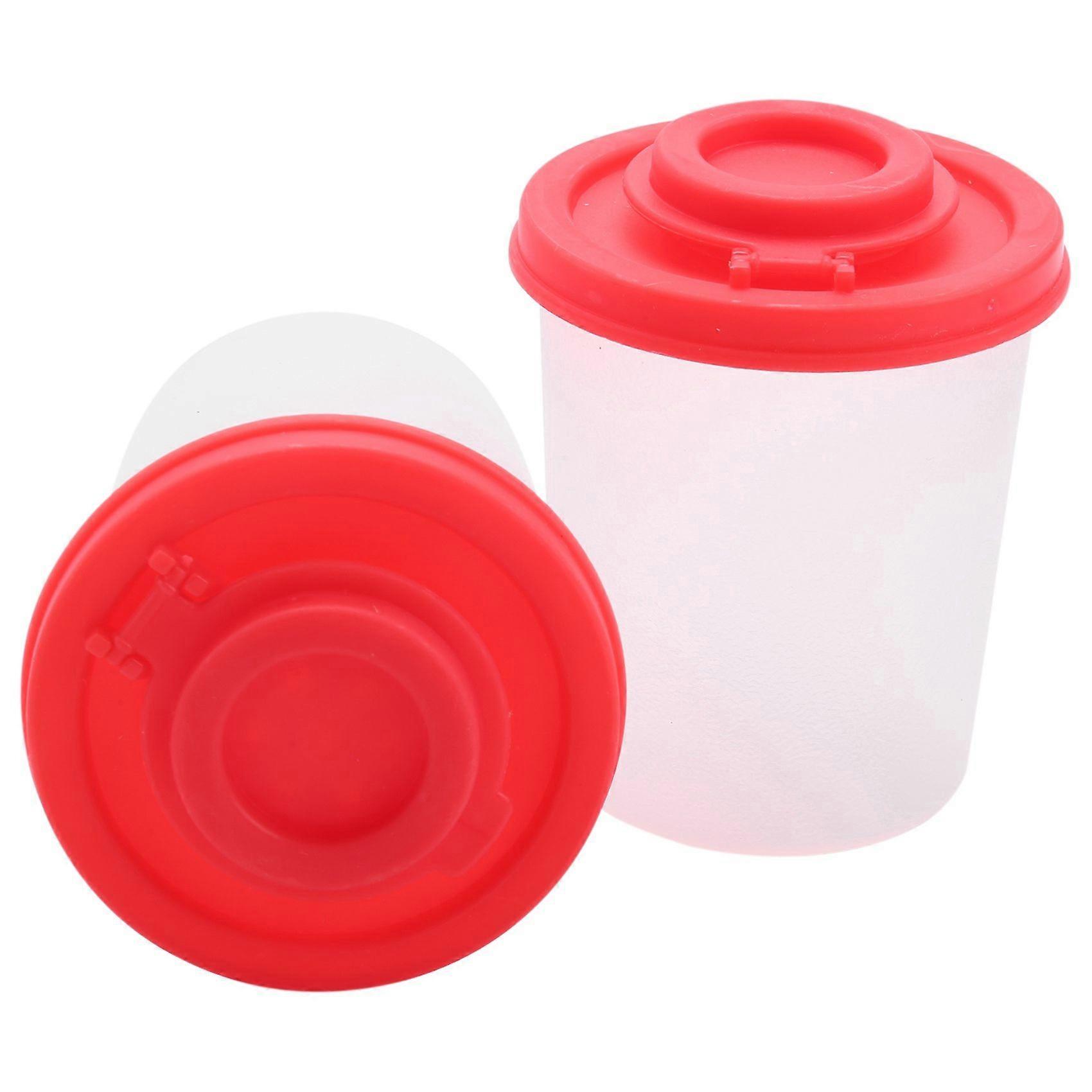 2 Medium Salt and Pepper Shakers Moisture Proof ,Salt Shaker with Red Covers Lids Plastic Airtight