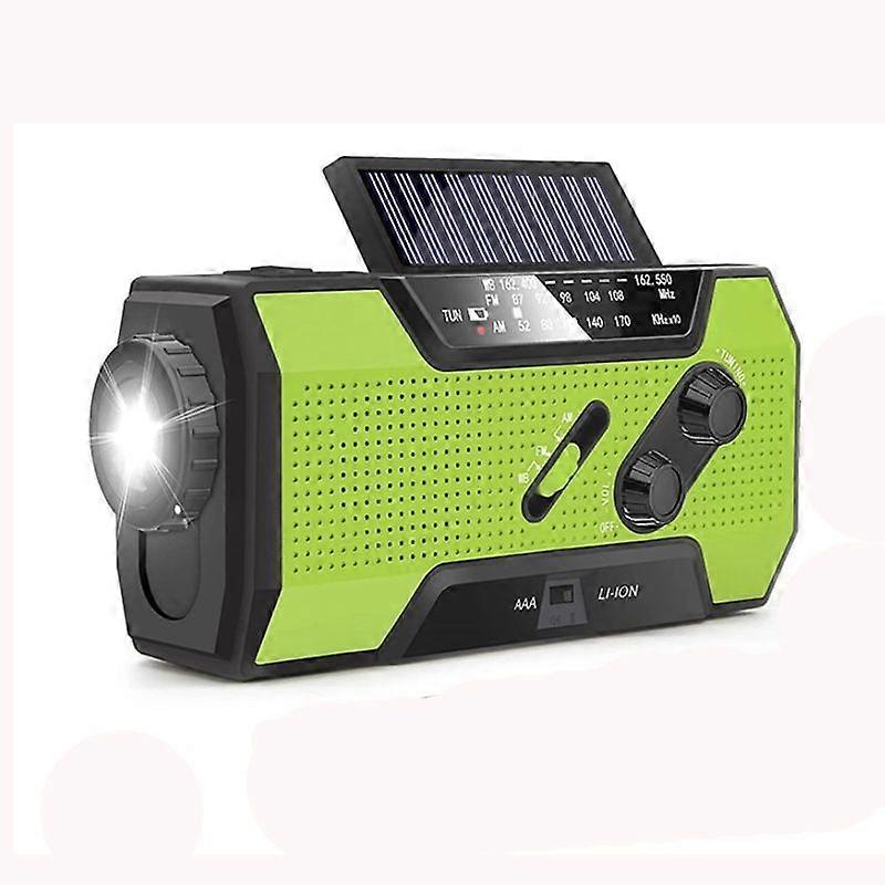 Emergency Radio Multi-function Hand Crank Charging Solar(Green)