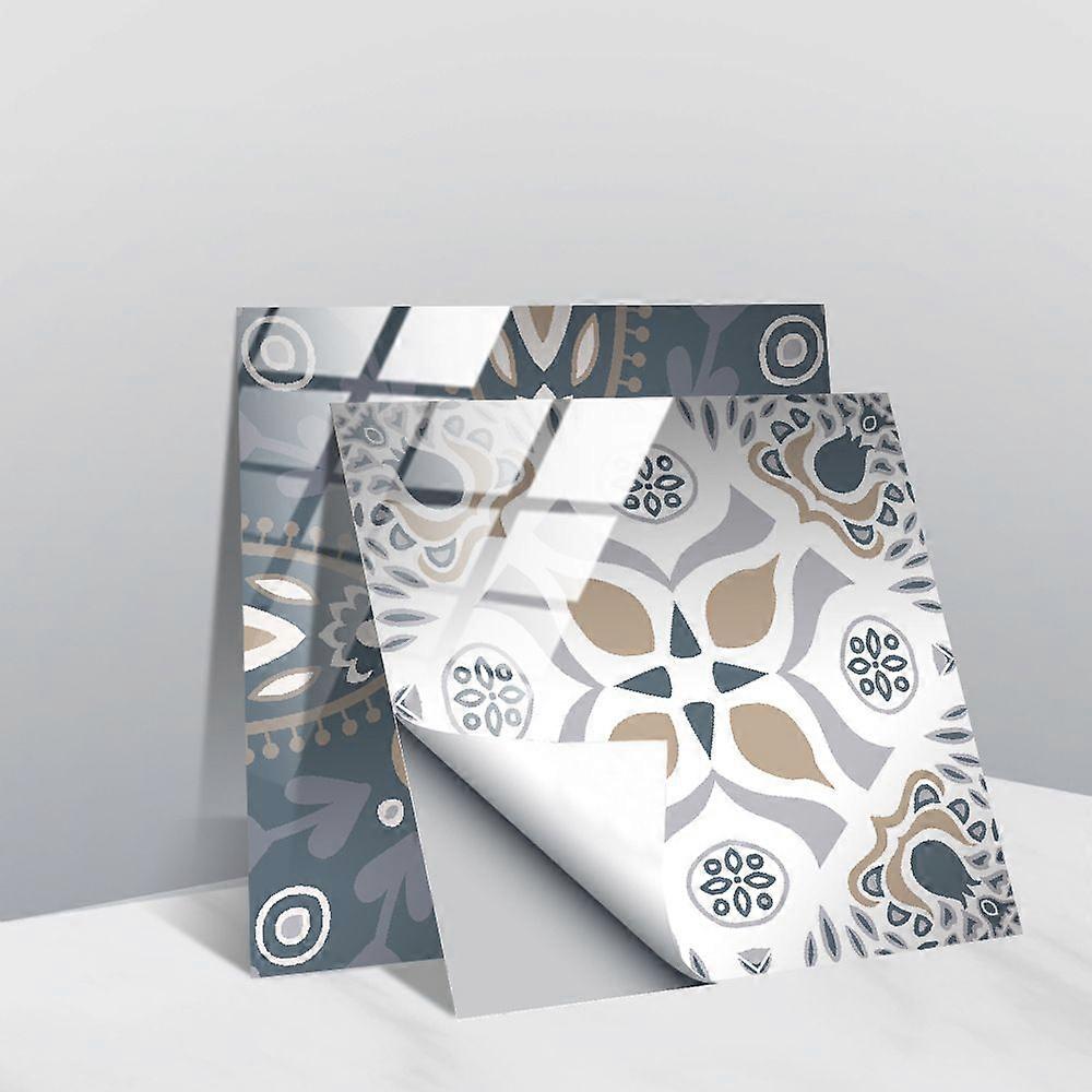 Grey and White Wall Stickers 10x10cm Flat Square Adhesive Tile Stickers with Tile Patterns