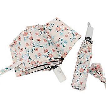 Compacte reisparaplu, automatisch opvouwbaar, lichtgewicht, winddicht, kleurrijke bloemenregenparaplu voor volwassenen en vrouwen, draagbaar voor rugzak