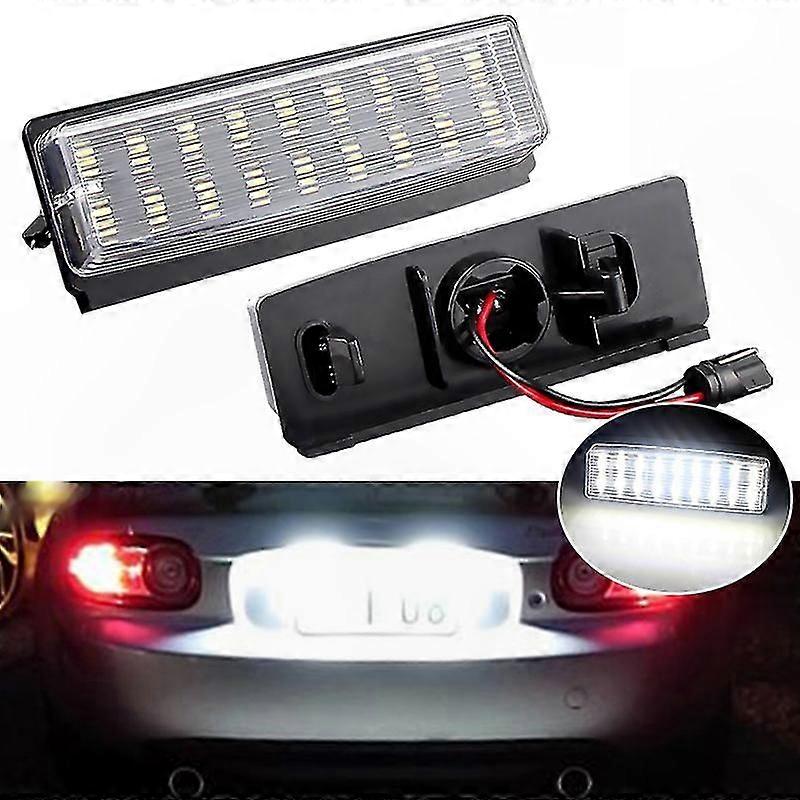 White LED Rear License Plate Lights Compatible with Mazda MX-5 Miata 2006-2015 and Fiat 124 Spider Abarth 2017-Up