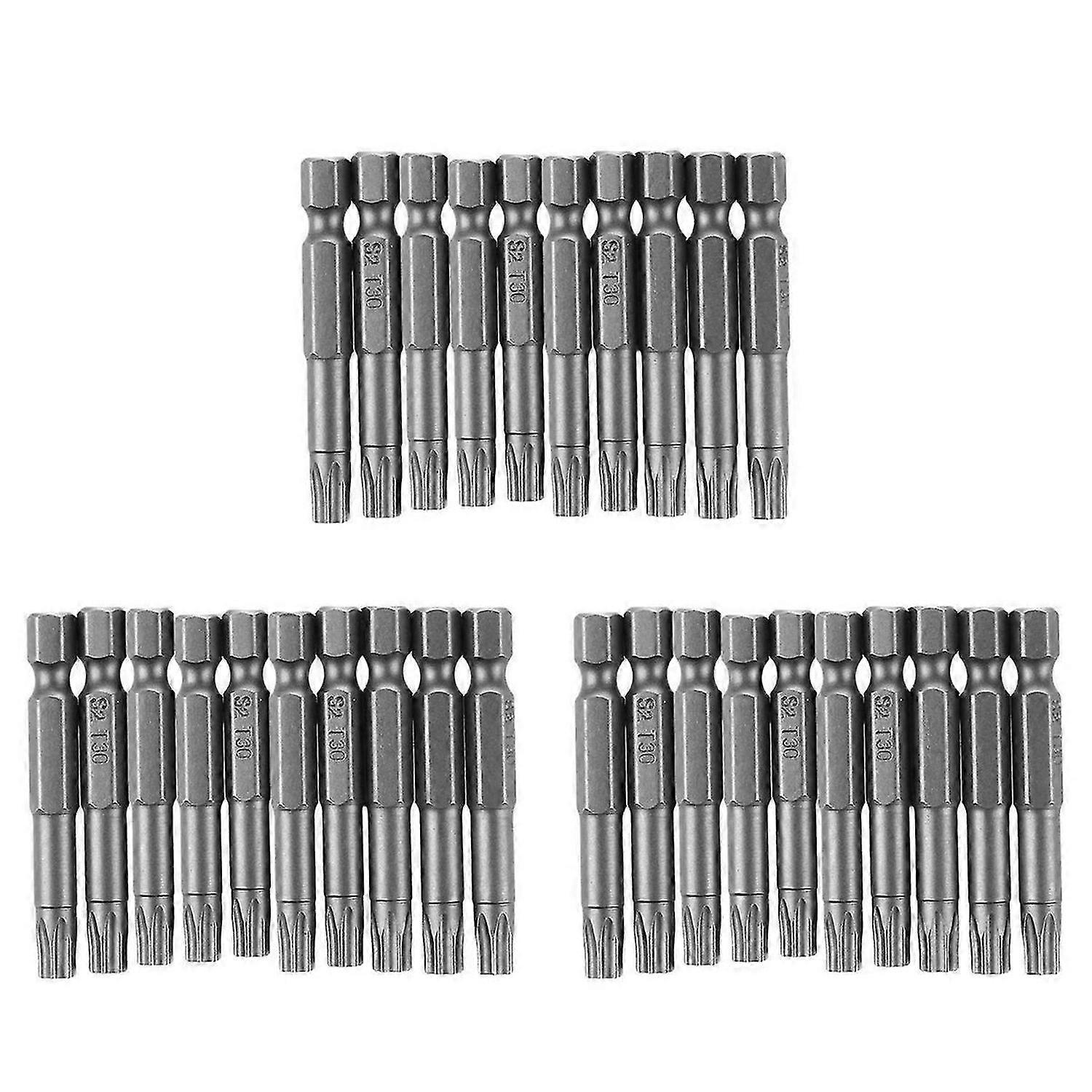 T30 Head 50mm Long Magnetic Torx Screwdriver Insert Bits Tool 10Pc