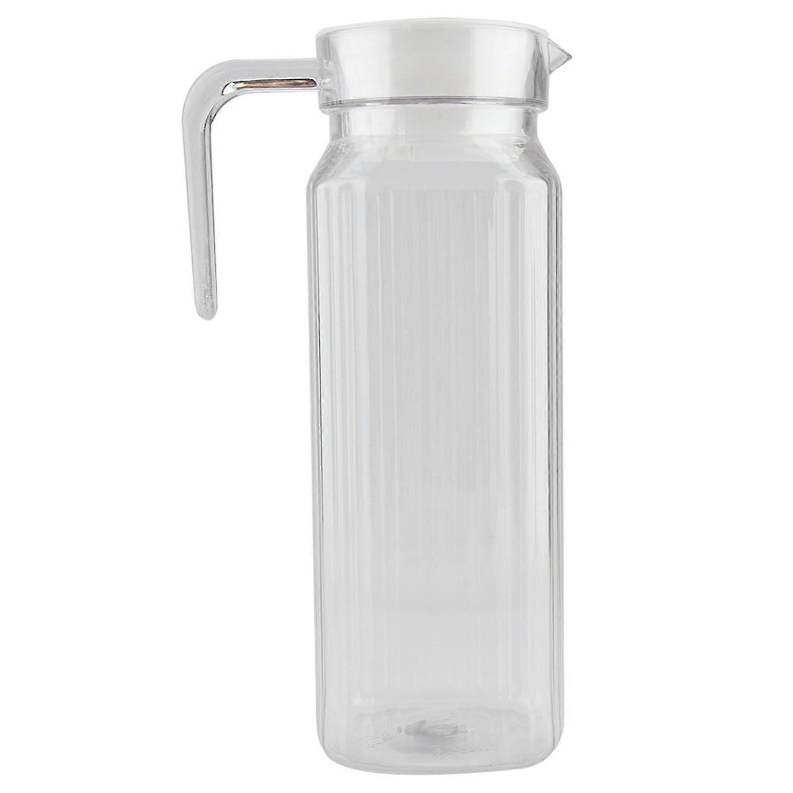 1100ml Acrylic Transparent Juice Bottle Striped Water Ice Cold Juice Jug with Lid for Bar Home