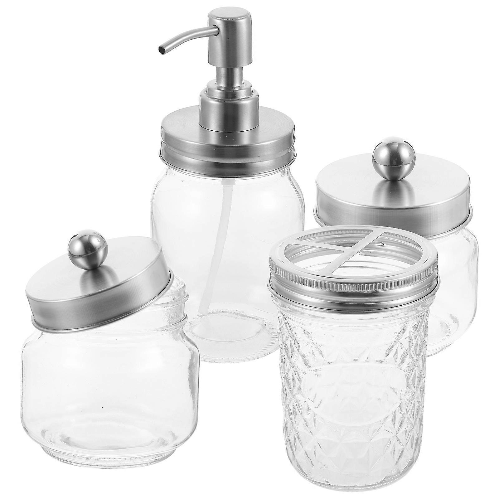 Soap Dispenser Glass Bathroom Accessories Set for 2Sets Storage Use