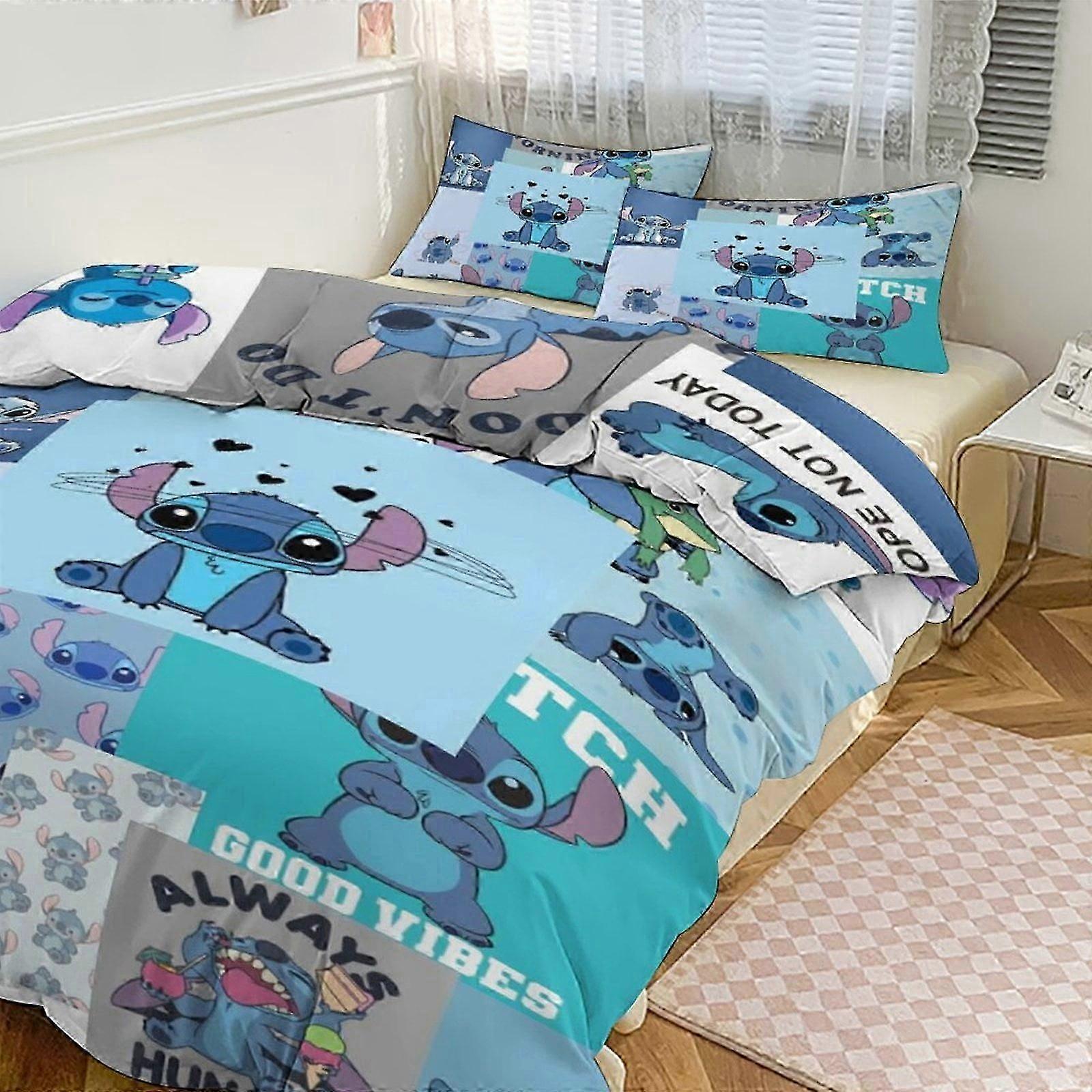 Stitch Print Bedding Set Pattern Duvet Cove Set Pieces Quilt Cover And Pillowcases for Women Men Teens Multiple sizes to choose from