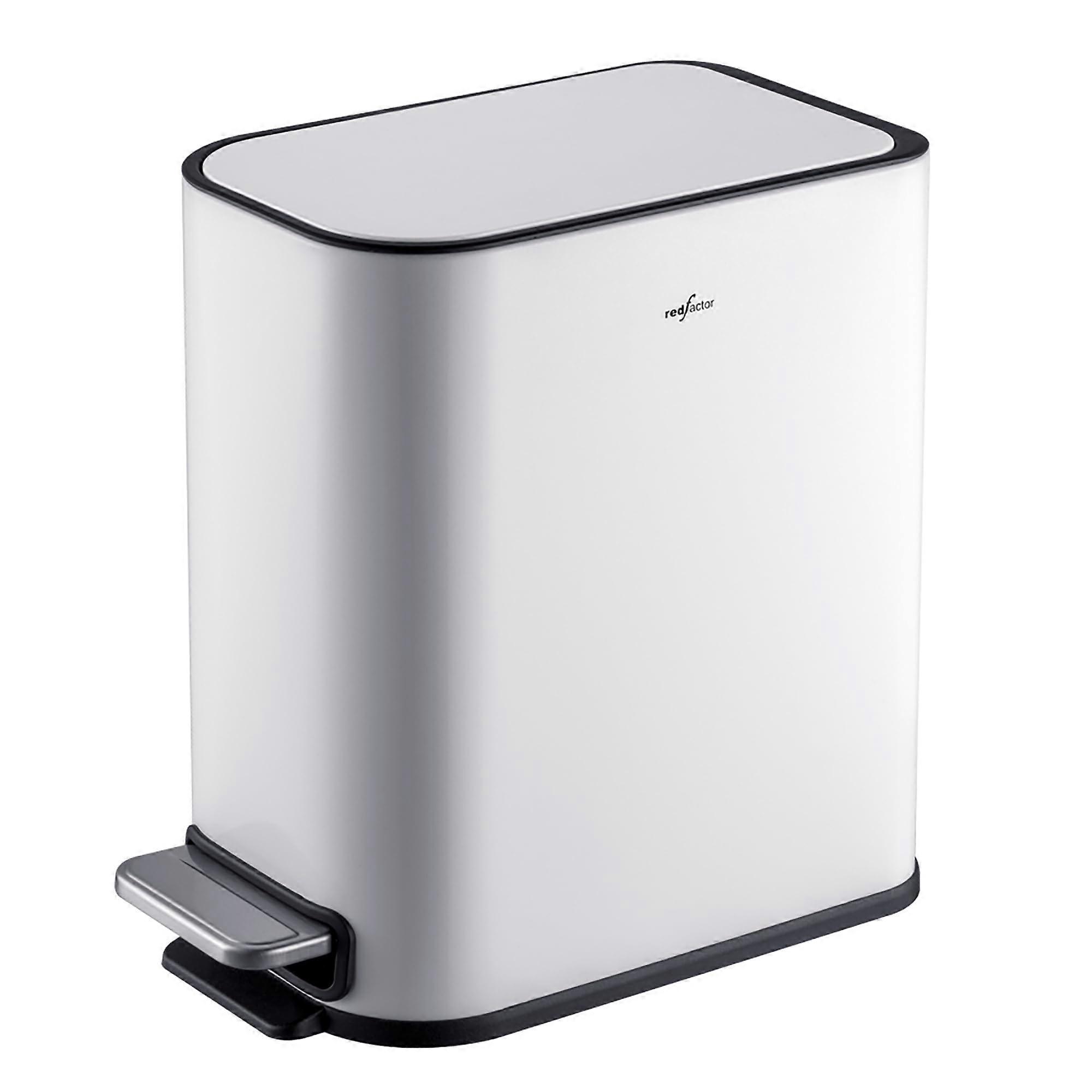 Slim Small 5L Pedal Bin Stainless Steel Bin With SoftClose Lid, Removable Inner Bucket, Narrow Spaces, Metallic White