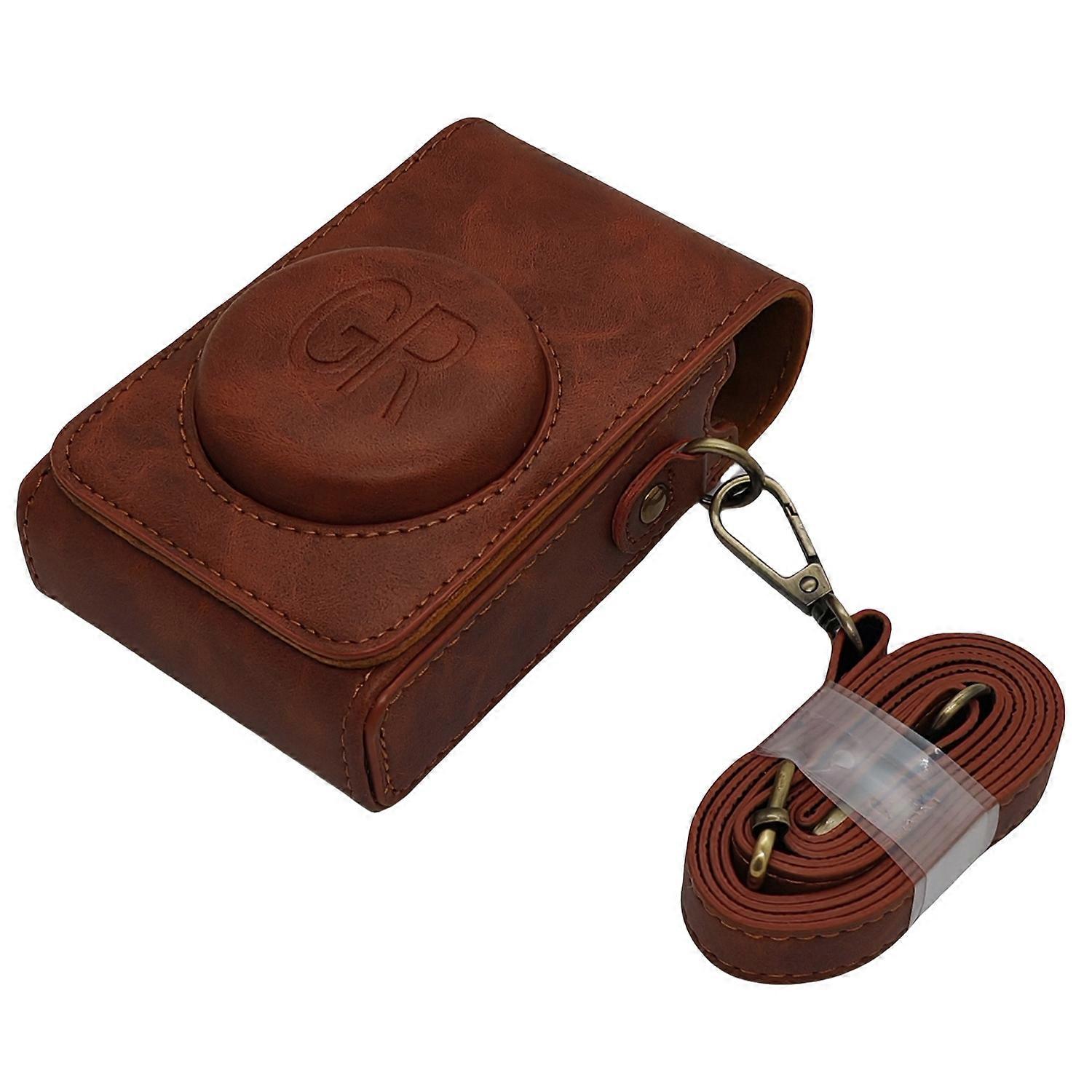 Portable Camera Bag for Ricoh GR IIIx/GR III/GR II/GR PU Leather Protective Case with Shoulder Strap