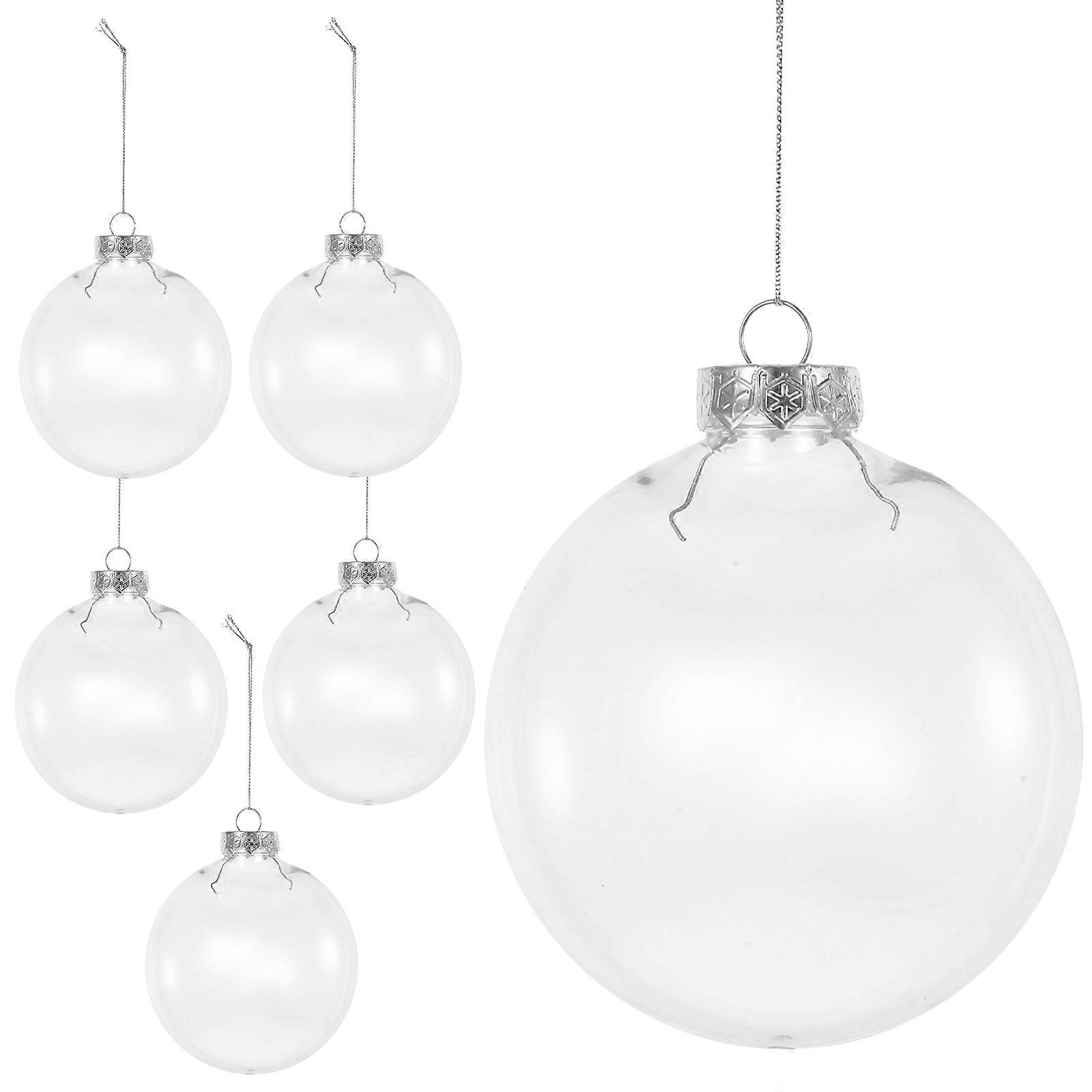 Transparent 6Pcs Fillable Bauble Christmas Ornaments for Tree Decoration