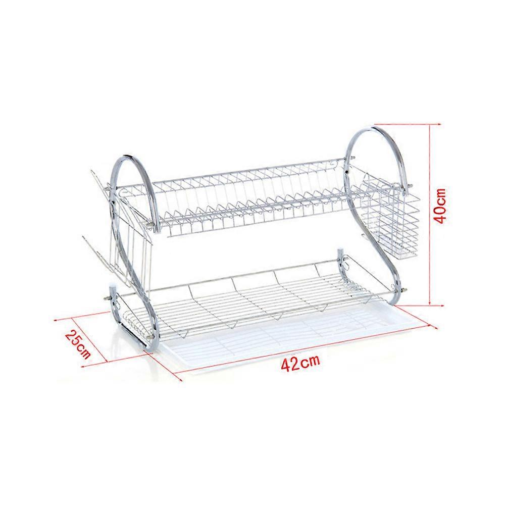 Dish Strainer 2-Tier Dish Cup Drying Rack for Placing Dishes 2-Tier