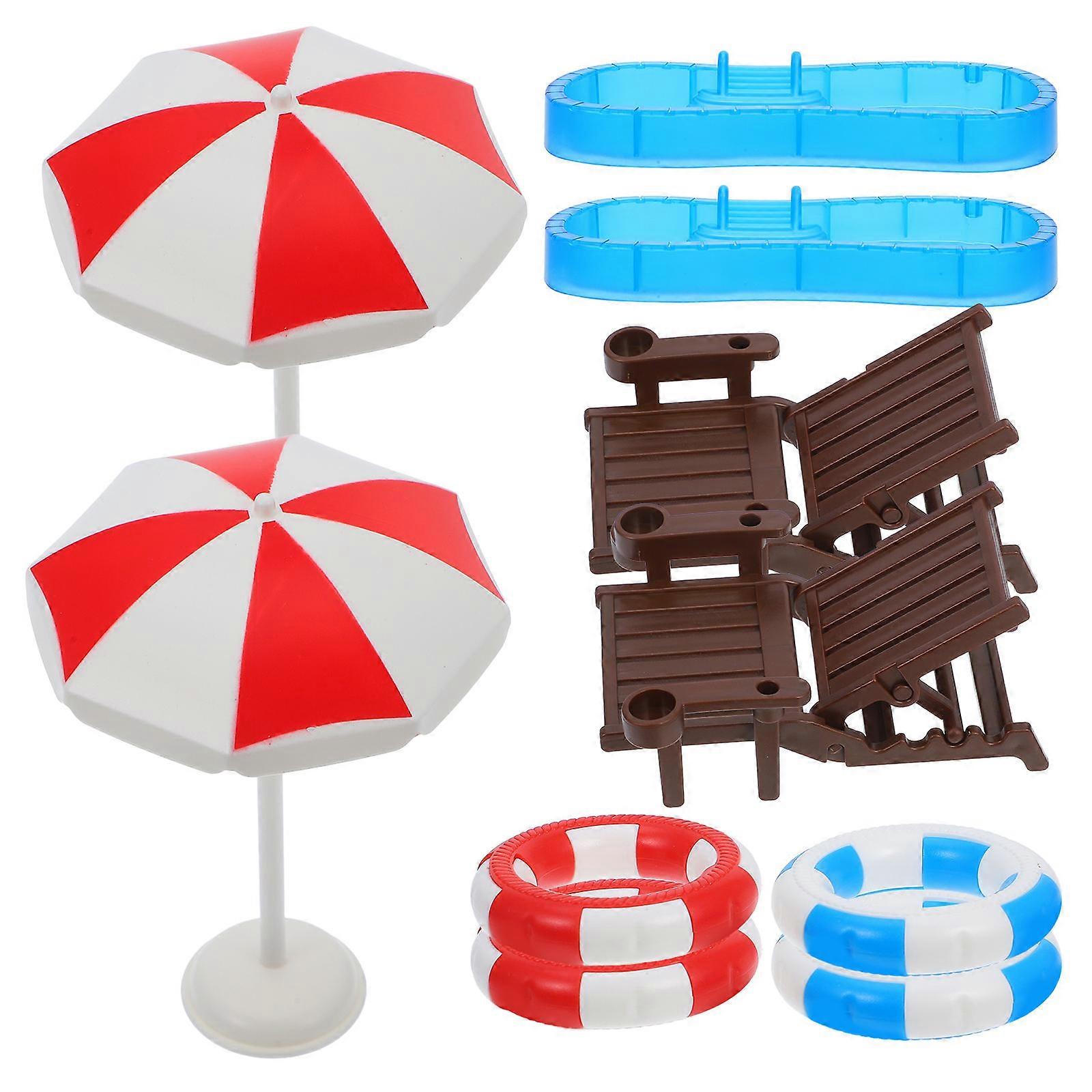 Swimming Pool Model Mini House Set for Kids Play - 2Sets Included