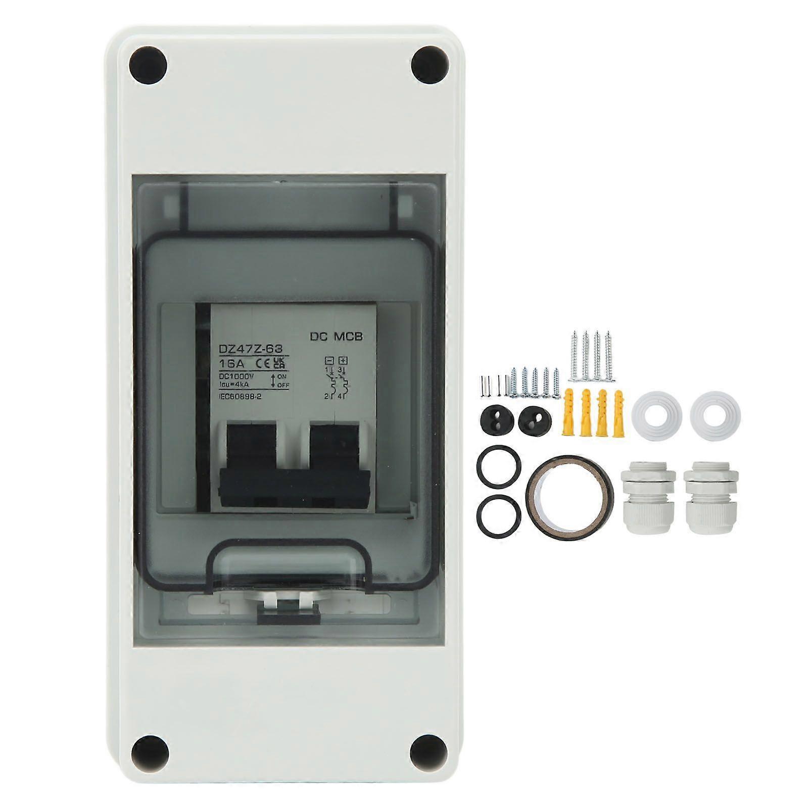 2P Miniature Circuit Breaker 16A IP65 Waterproof DC Disconnect Switch for Solar Photovoltaic System 1000V