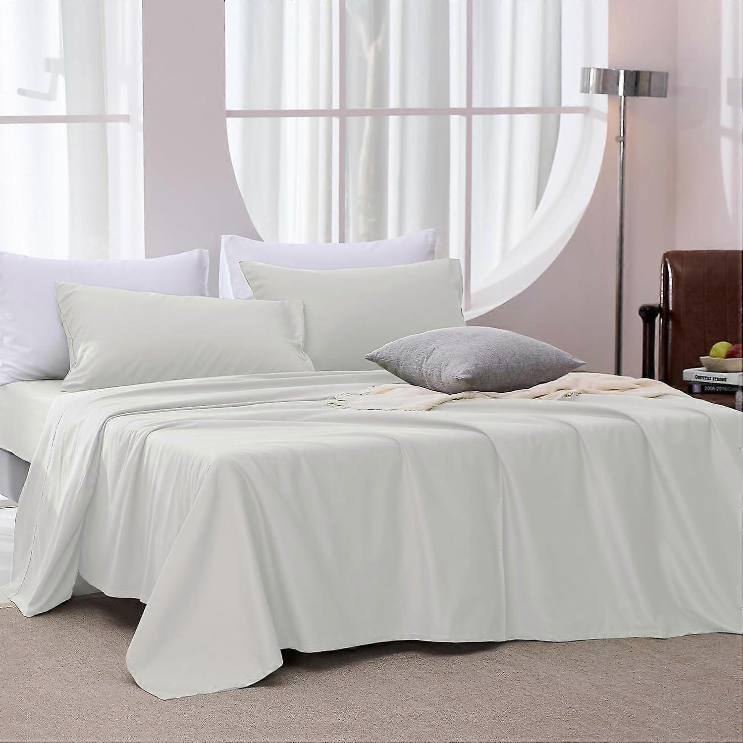 Cotton Sheet Set Full Size - 4 Pieces Ultra Soft Beige Bed Sheets, Breathable and Moisture-Wicking Eucalyptus Bedding Set with Deep Pocket