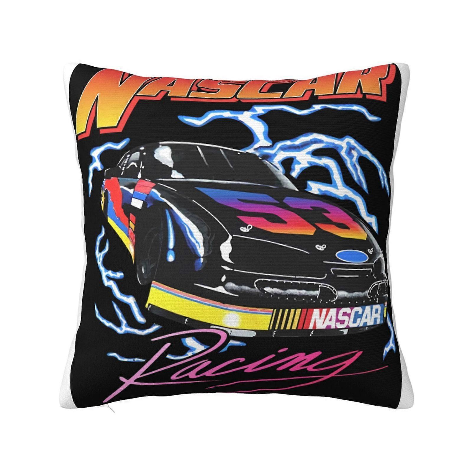Nascar Super Soft Pillow Case Cover with Zipper for Bedroom, Sofa, Couch,Cozy Fuzzy Pillow Shams for All Seasons Square Pillow