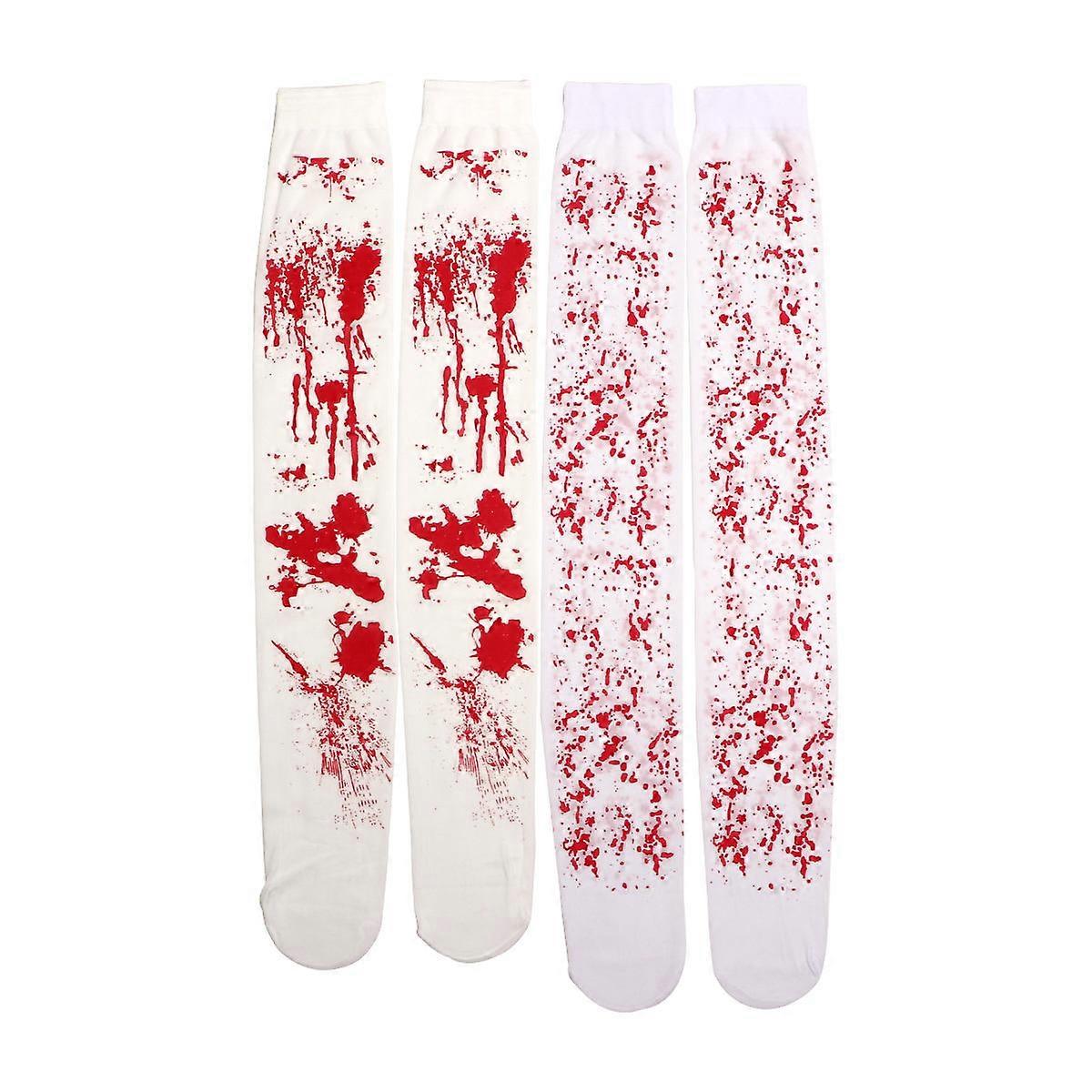 Blood Print Stockings Halloween Cosplay Accessory with 2Pairs for Costume