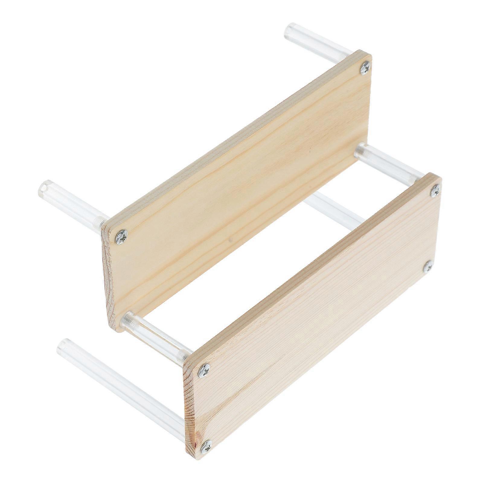 Display Riser Acrylic Shelf Organizer for Display 4Pcs Beige Wood