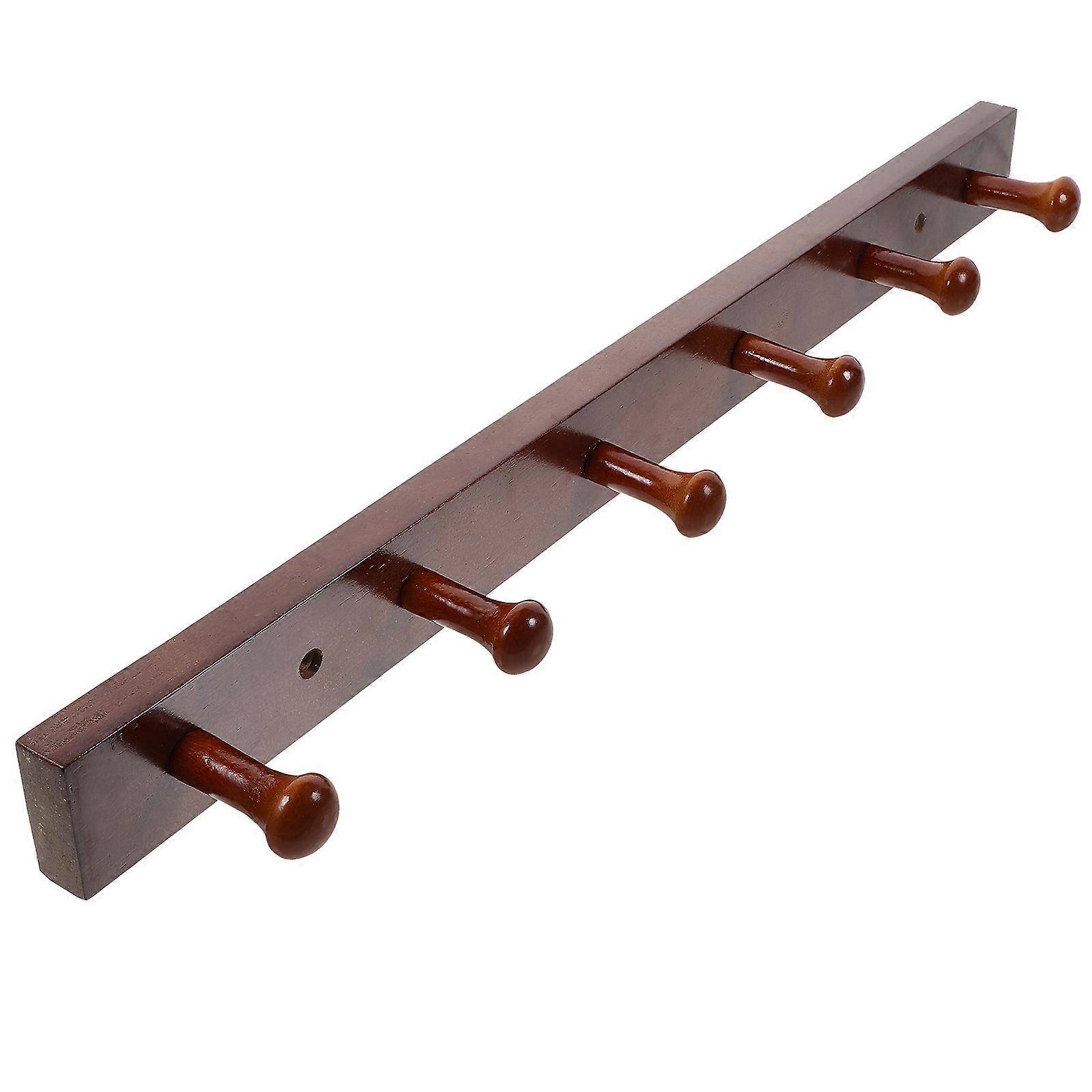 Wall Mounted Wooden Coat Rack for Home Use with 3Pcs Brown Hooks
