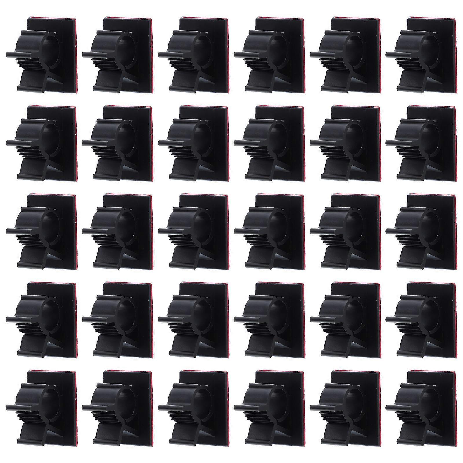 Adjustable Cable Clips 30Pcs For Cord Management Electronics Organization Modern Sleek Black Design Strong Adhesion