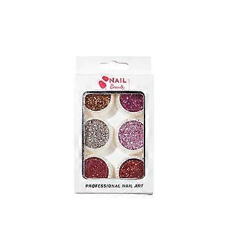 Joyería para decoración de uñas con purpurina de cristal, lentejuelas, juego de 6 colores PU5925 2025