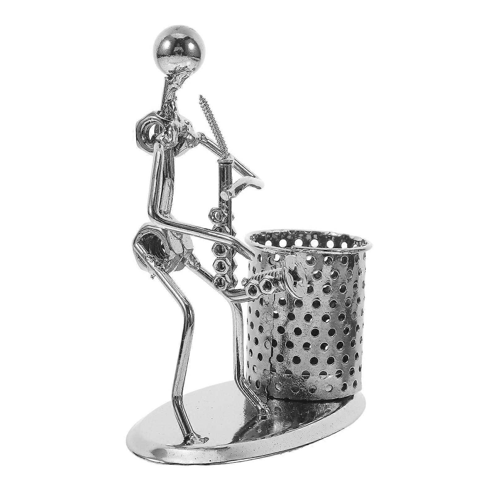 Iron Pen Case Saxophone Brush Pot for Storage Use 2Pcs Creative Gift