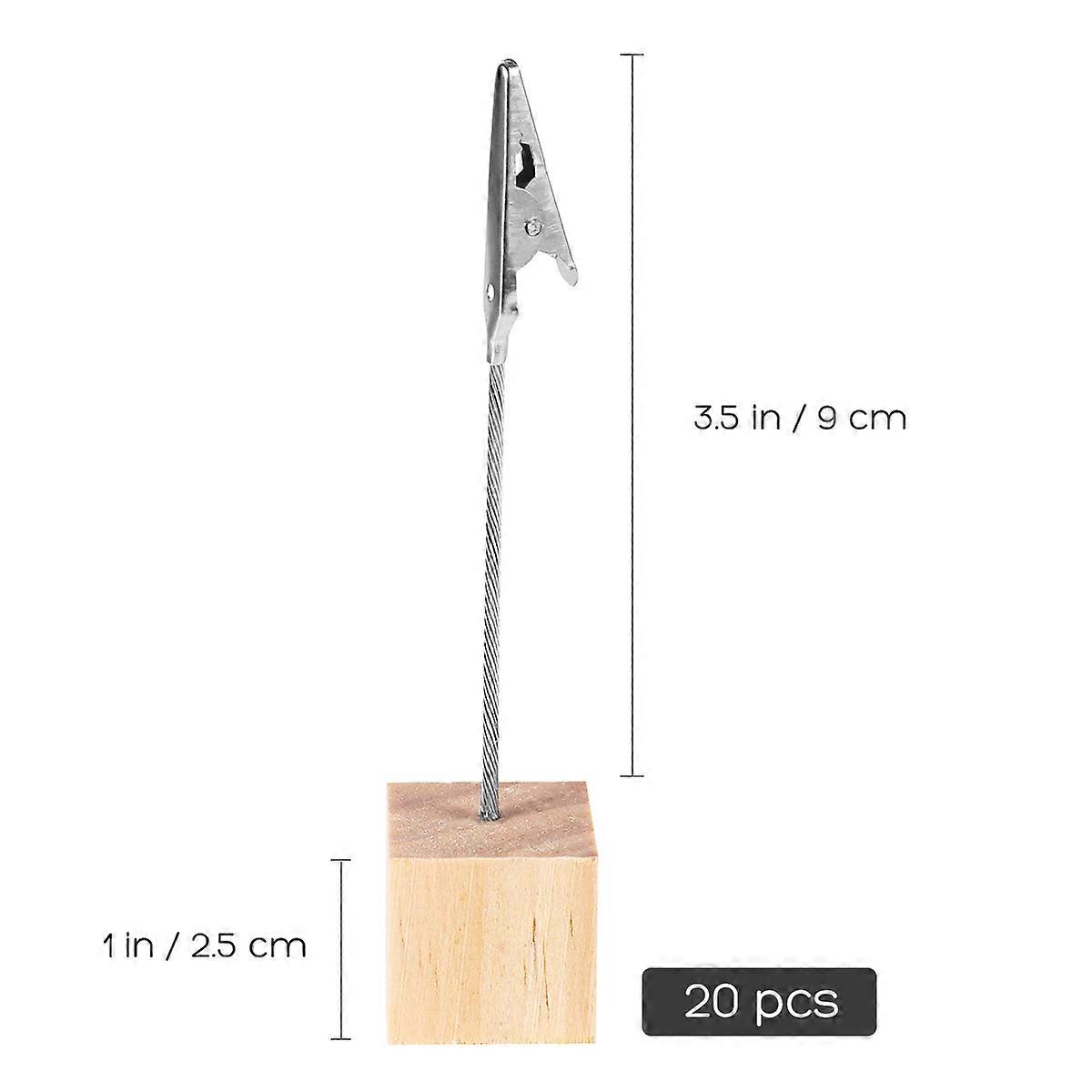 Photo Clips Tabletop Photo Holders for Display 2Pcs Wooden Cube Base