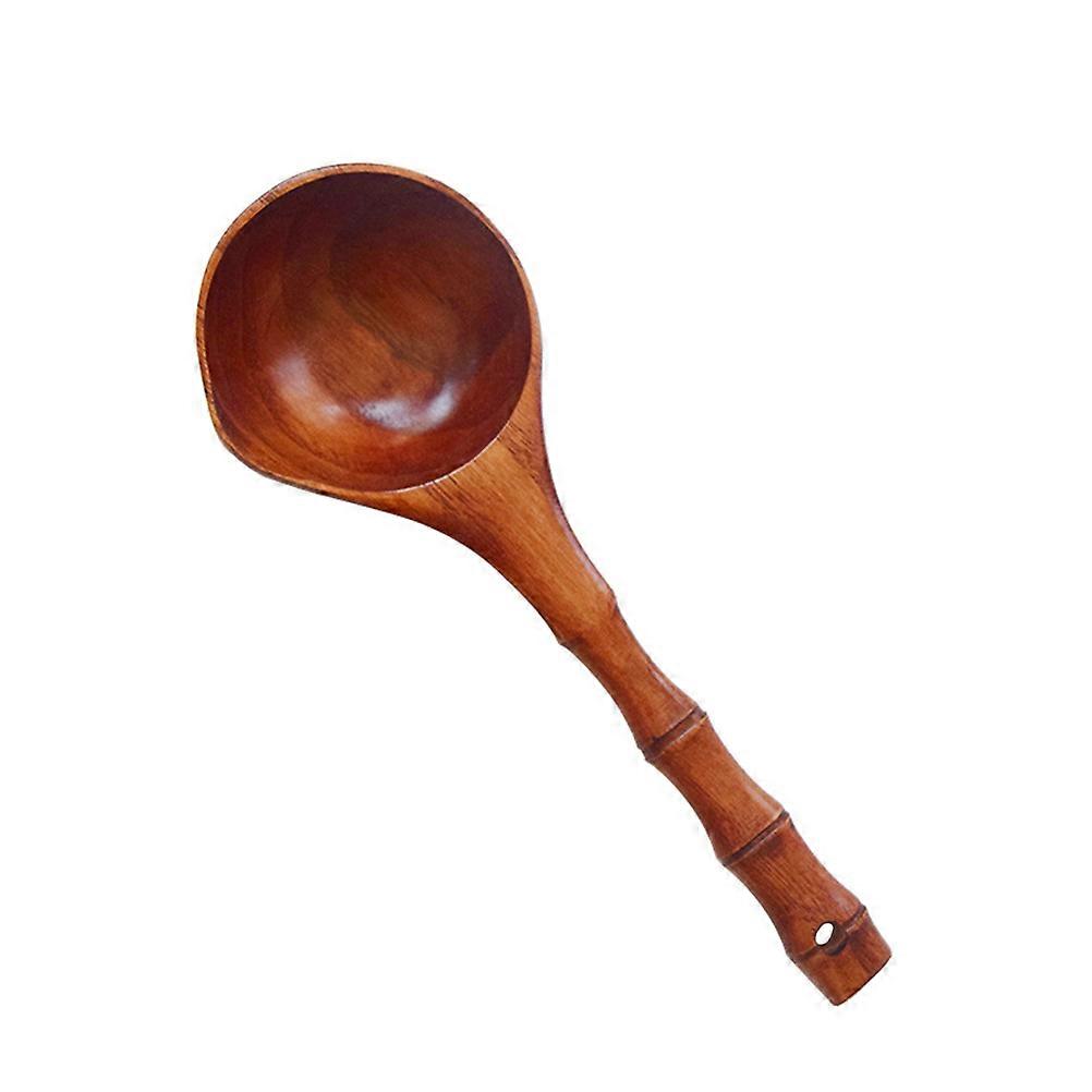 Wooden Soup Spoon for Cooking Large Mouth Scoop with Non Slip Handle 2Pcs