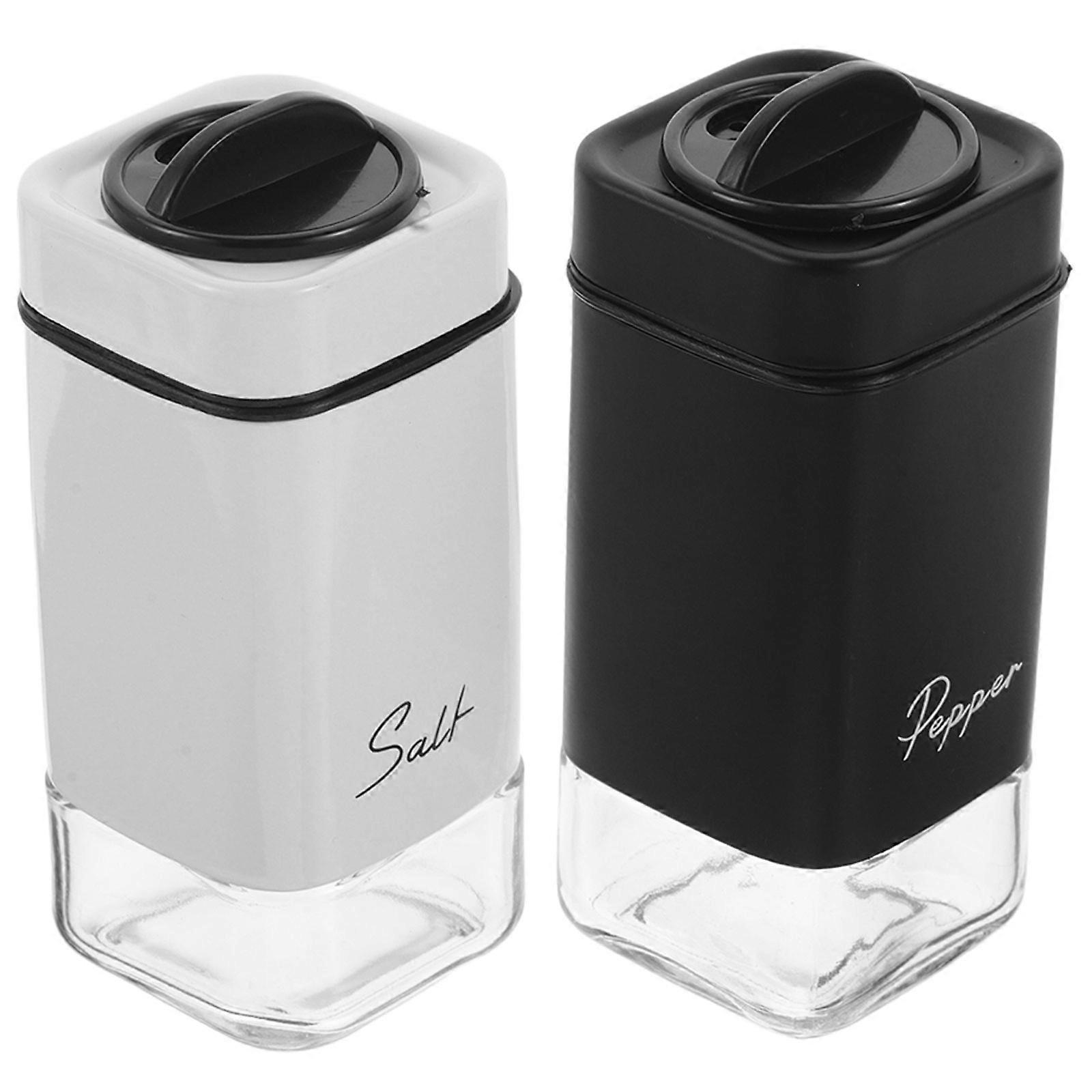 Spice Jar Glass Storage Dispensing Tight Sealing 360-Degree Rotation Cylindrical Design For Kitchen Use 2Pcs