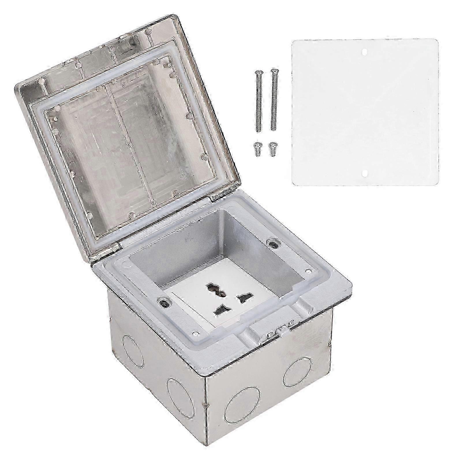 Floor Power Socket Zinc Alloy PC Open Type Waterproof Concealed Power Socket Silver AC250V hwy