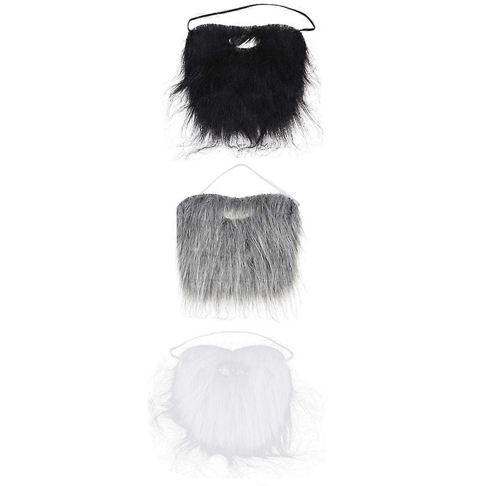 Fake Mustache Beards 3Pcs Plush Assorted Color Decorative Fake Beards for Party, Festive Party Boost