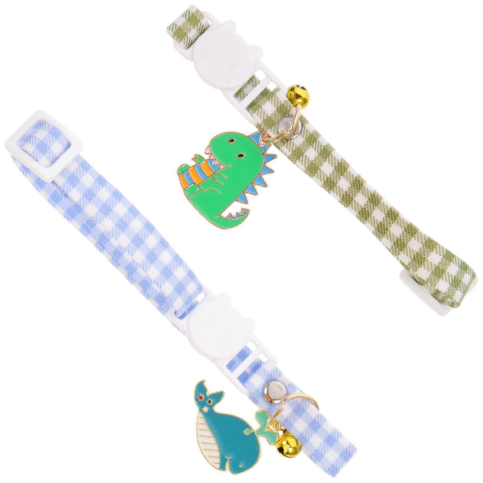 Kitten Collar with Bell Decorative Cat Collar for Pets 2Pcs Cotton and Polyester