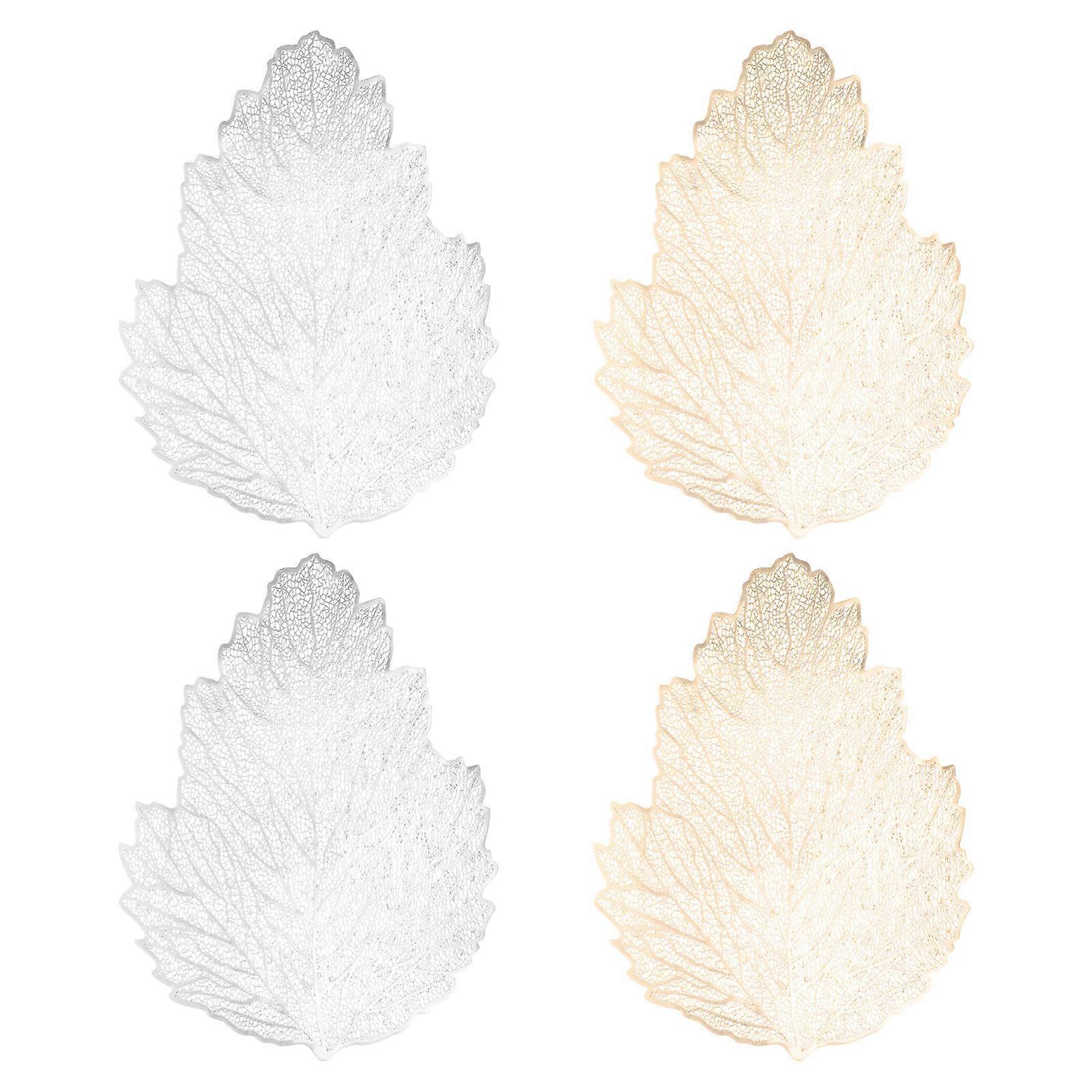 Dining Room Table Decor Heat-Resistant Placemat Leaf Shape Placemat Assorted Color 46x34cm Protect Table 4Pcs