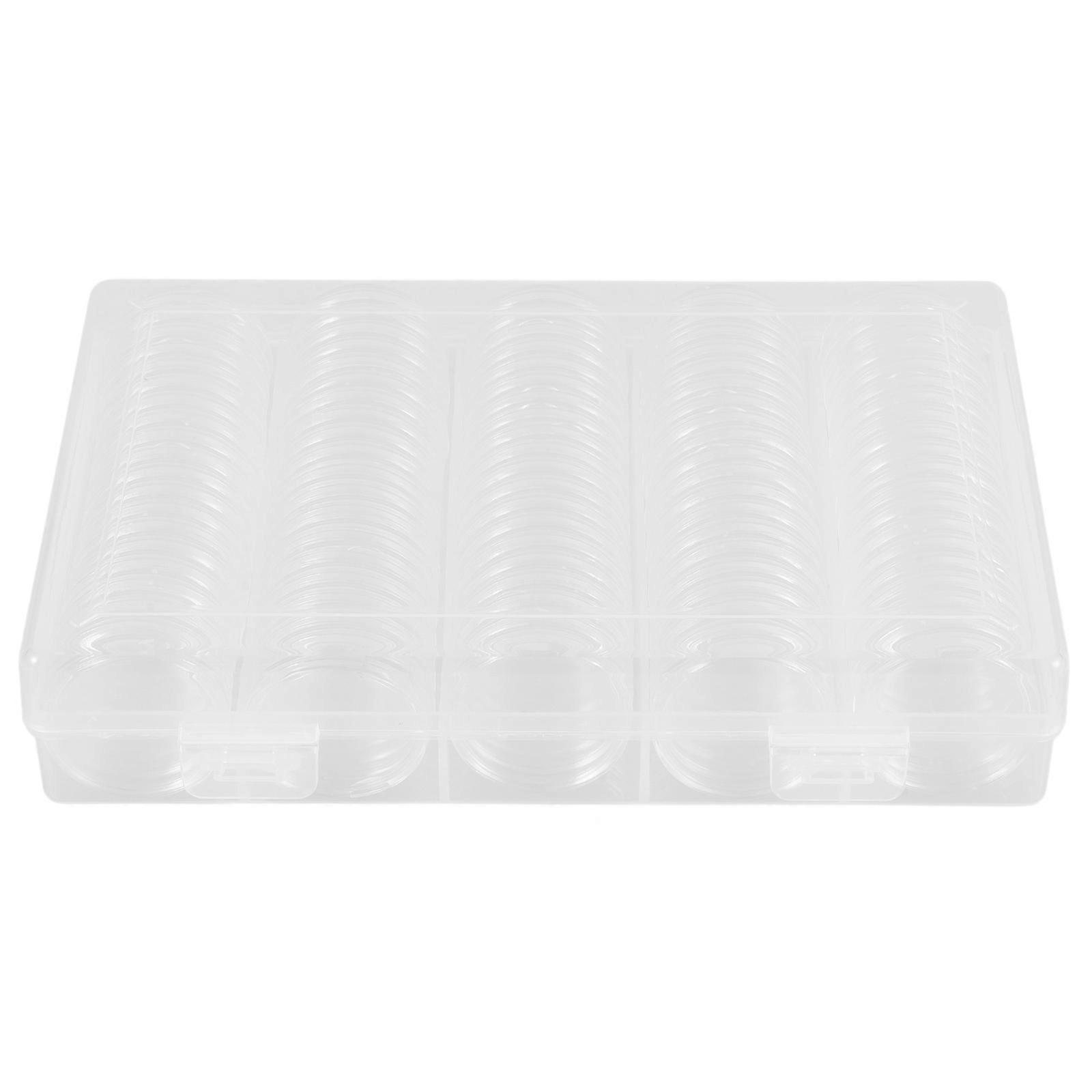 Plastic Coin Capsules 27mm Holder Case for 3Sets Storage Box