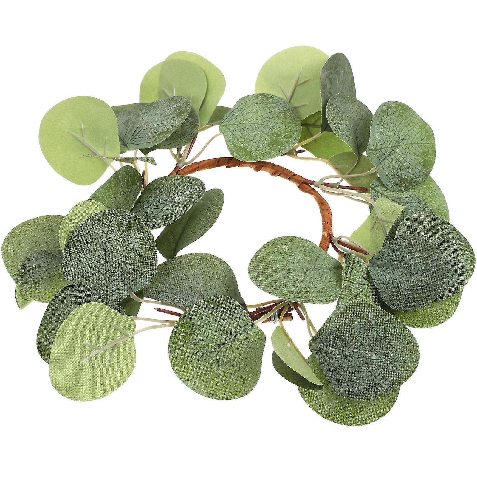 Green Candle Rings Wreaths for Pillars with 5Pcs Multi-Use Artificial Ring