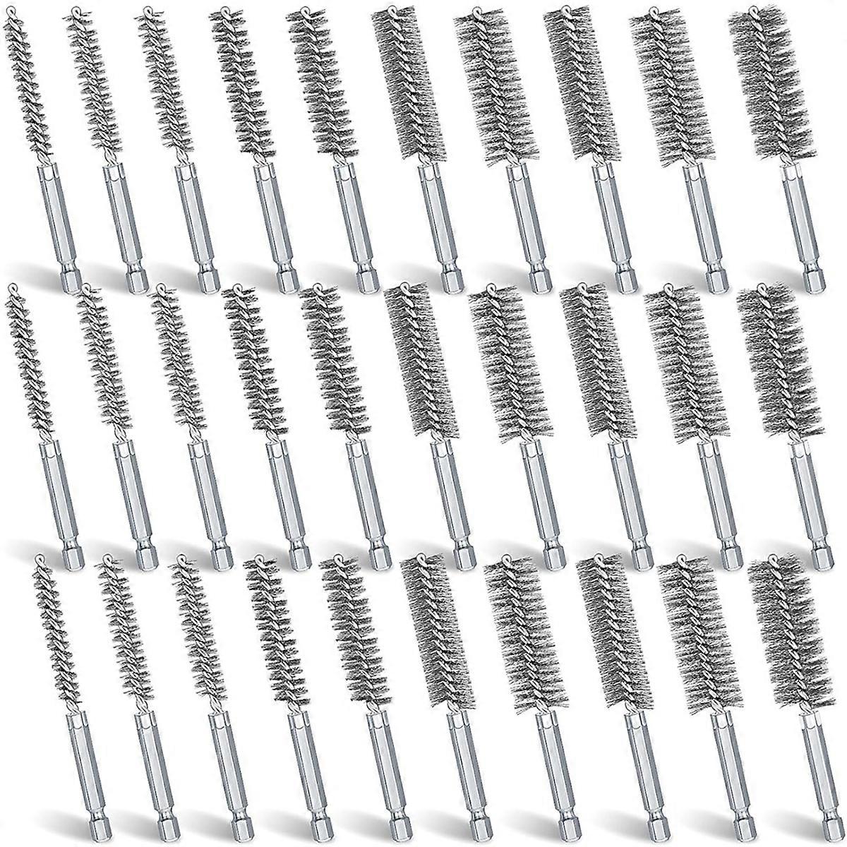 30 Pcs Bore Brush for Drill Wire Bore Cleaning Brush Set